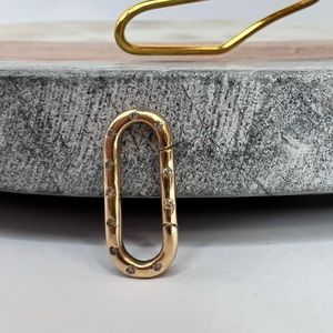 Solid 14K Yellow Gold Oval Diamond Carabiner or Earring 19mmX8mm